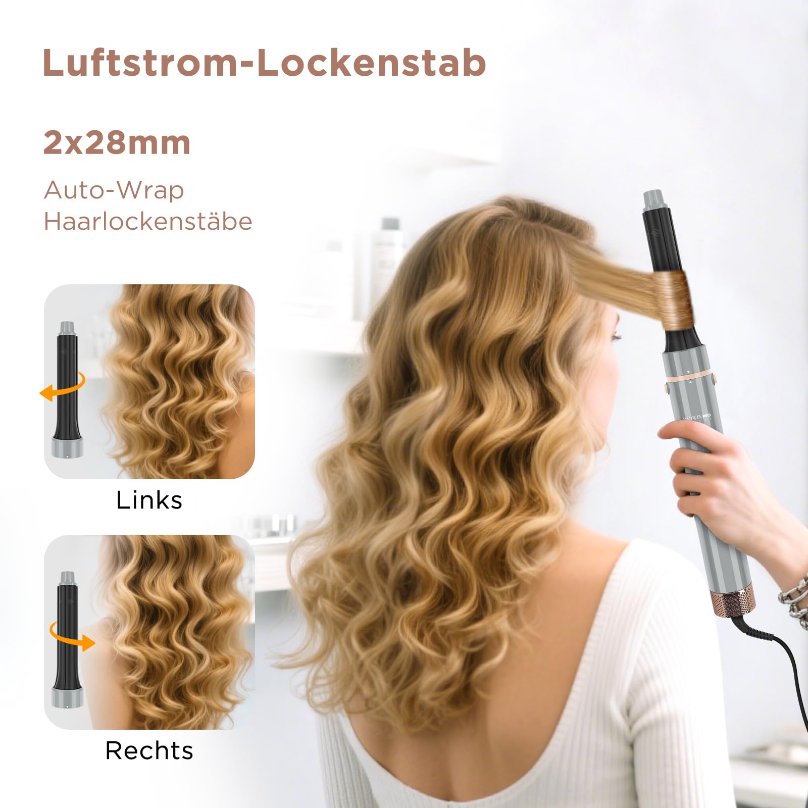 PARWIN PRO BEAUTY set di spazzole per capelli ad aria calda, 6 in 1, per asciugacapelli, set di spazzole ad aria calda, 110,000 giri/min, motore ad alta velocità