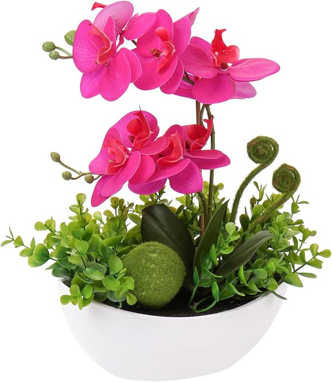 Orchids Artificial Flowers 14" Large Fake Orchid Purple