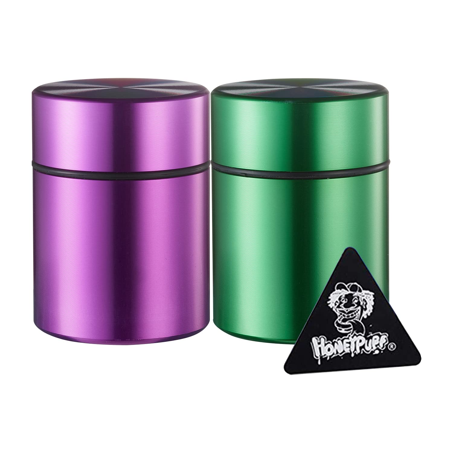 26ML Stash Jar - Airtight Water Proof Smell Proof Ultraviolet Aluminum Herb Container Bottle With Rubbler Ring (Green-Purple)