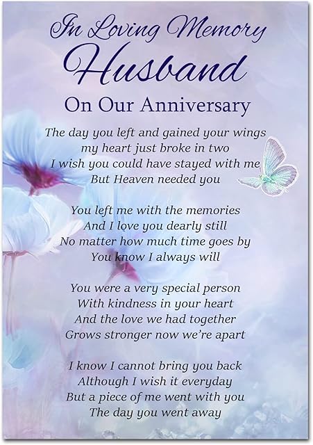 Husband On Our Anniversary Memorial Card Graveside Forget Me Not Poem F517, Multicoloured, 148mm x 105mm