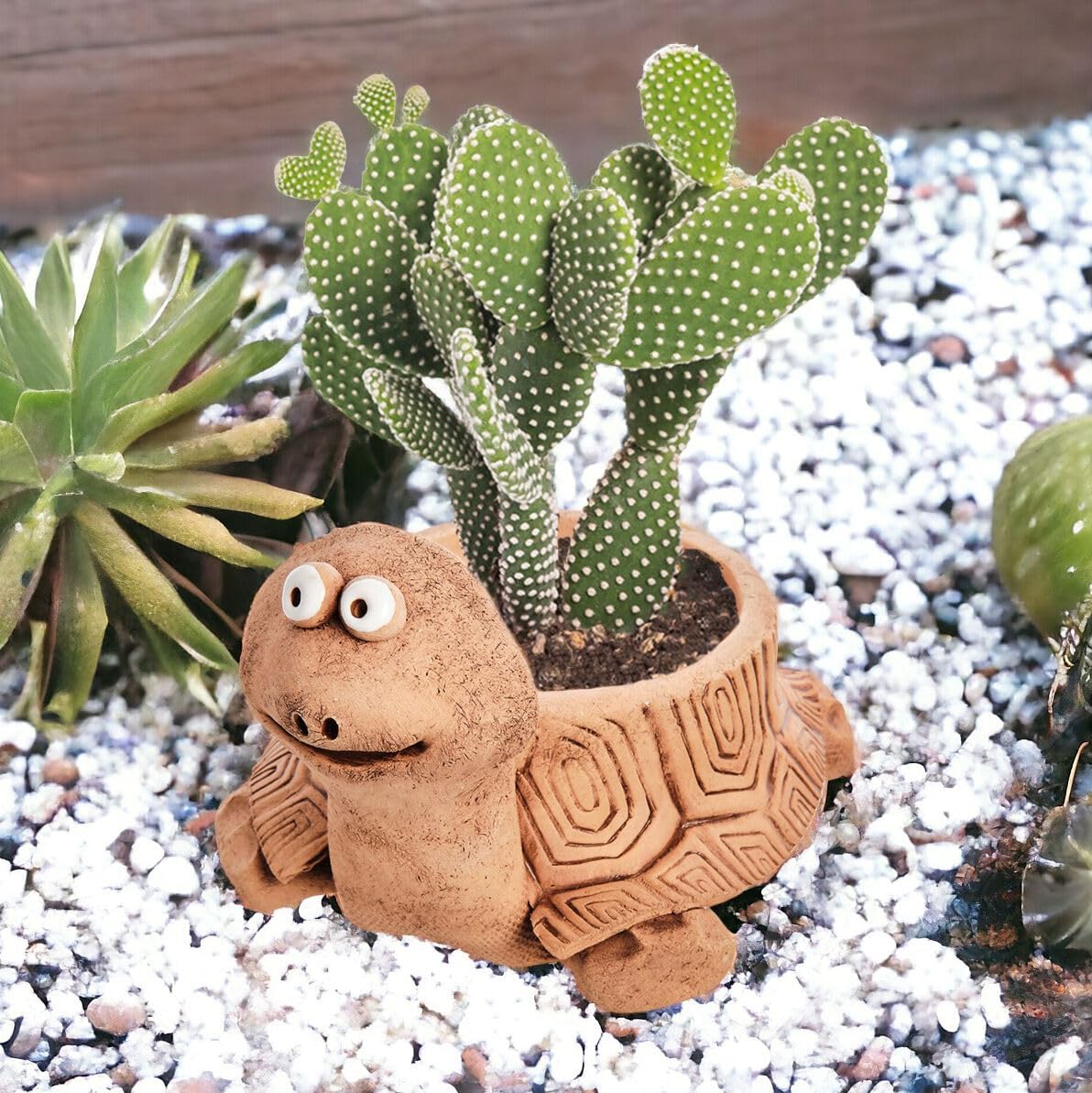 NA Home Decor Ceramic Flower Pot Planter 7.9x7.9x6.5-inch Kitchen Pot Succulent Planter, Baby Snail Handmade Ceramic Terracotta (Turtle)