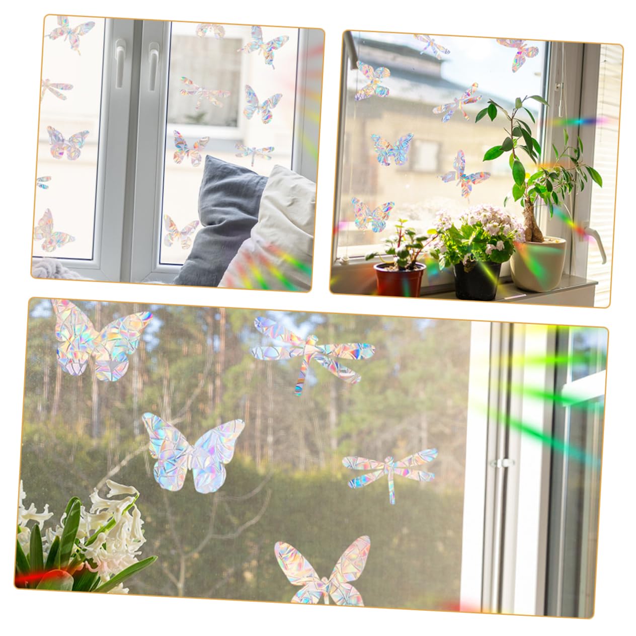 Alipis 8sätze Selbstklebende Fensteraufkleber Schmetterlingsform Vogelschutz Und Dekoration Für Fenster -rainbow Effekt Einfach Zu Anbringen Schutz Für Vögel Und Tiere