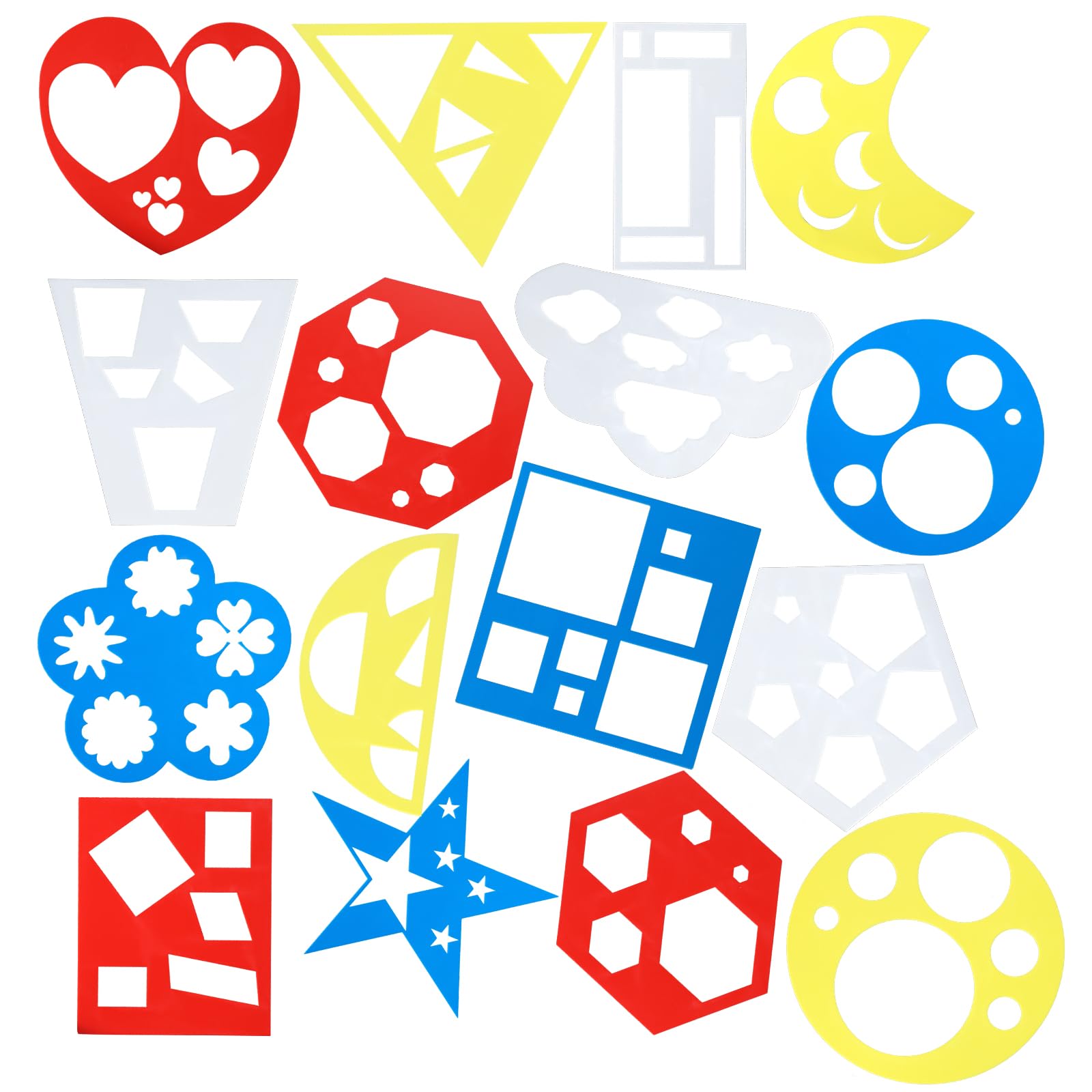 BOHUIZ 16 Pieces Geometric Stencils Template for Kids Children Shapes Drawing Stencils Colorful Art Painting Template for DIY Craft Toddlers Preschooler Learning Tool (Multicolor,5.9 x 5.9 Inch)