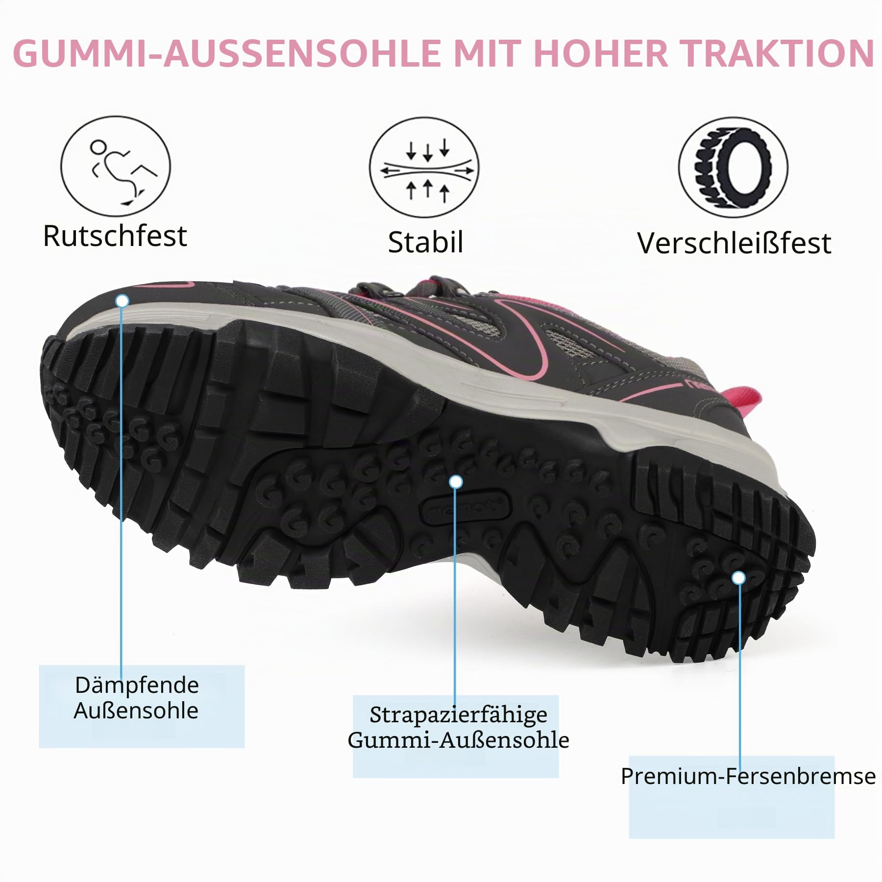 Wanderschuhe Damen Trekkingschuhe Atmungsaktiv rutschfeste Trekking Schuhe Leicht Outdoorschuhe für Wanderungen, Trekking und Den Alltag