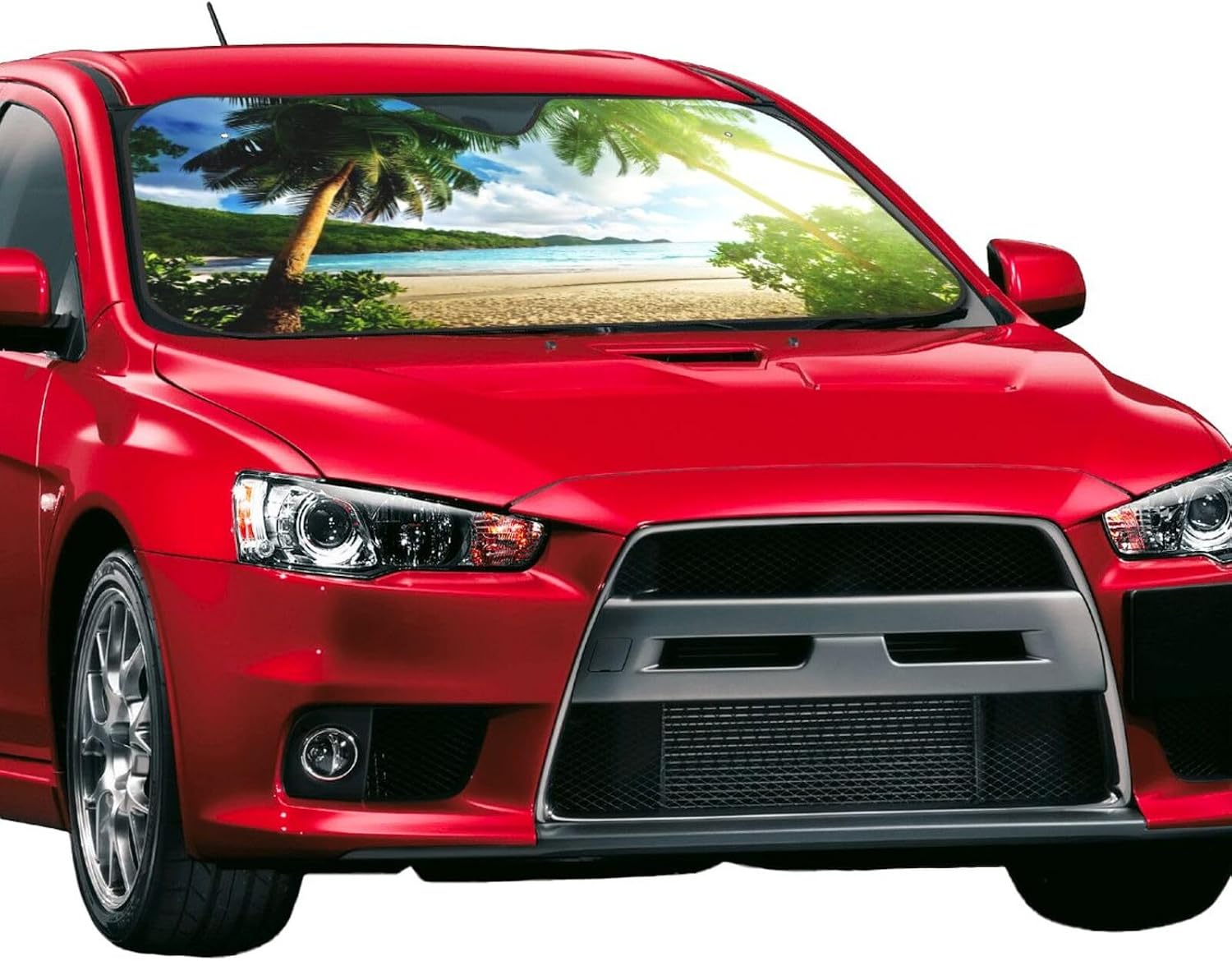 Beach Palm Tree Hawaii Tropical Summer Windshield Sun Shade Front Protector Folding Car Sun Visor Blocks Uv Rays Keeps Your Vehicle Cool
