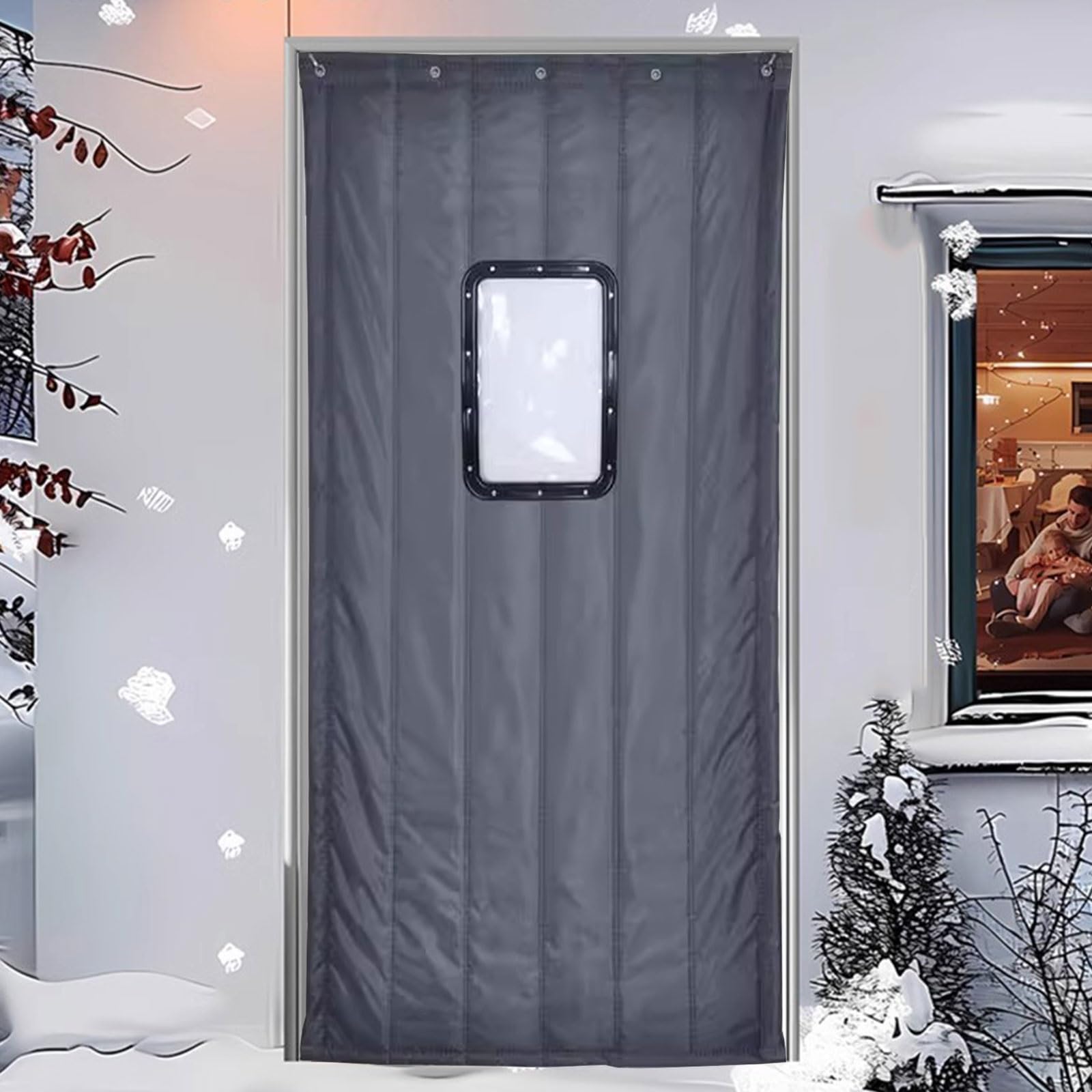 Rideau de Porte Isolant Thermique avec Panneaux Visibles, Rideau de Porte, Isolant Thermique Porte, Isolant Thermique Porte D'entrée(Gray,80 * 200cm/31 * 79in)