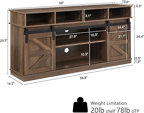 Miniatura 2 de Soporte de TV para sala de estar, centro de entretenimiento con almacenamiento, se adapta a TV de 65 pulgadas, gabinete de TV tradicional americano