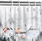 Dark Forest Mountain Shower Curtain Sets, Waterproof Polyester Woodland Fabric Shower Curtains with 12 Hooks for Bathroom Home Decoration, 72 × 72 Inch Washable Bath Accessories Decor
