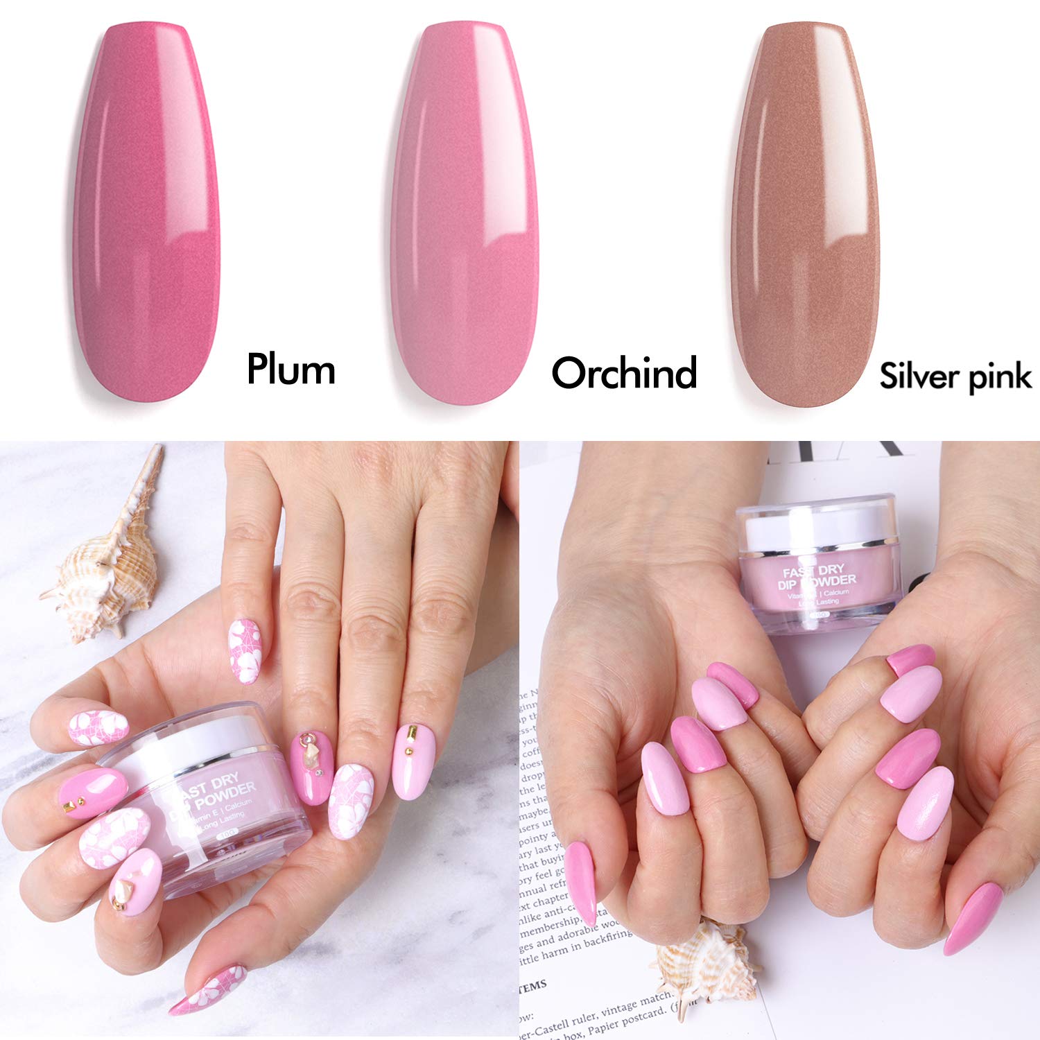 INFELING 3 Colors Dipping Powder Kit (A-1 Pink)