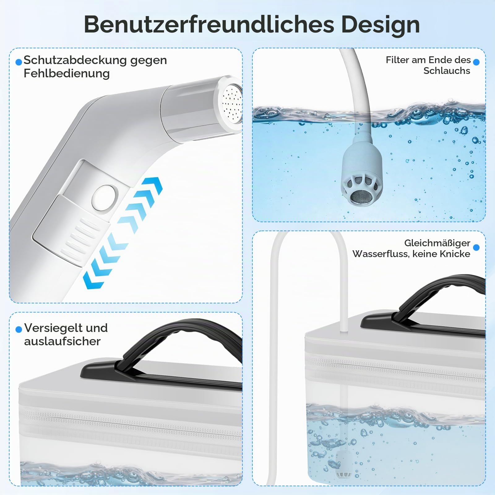 Elektrisches Reise Bidet 2.3L, Electric Bidet Mobiles Portable Bidet mit 1.2M Schlauch, Tragbar für Toilette Camping Outdoor, Muslimische Dusche Perinealflasche 2 Modi, Weiß
