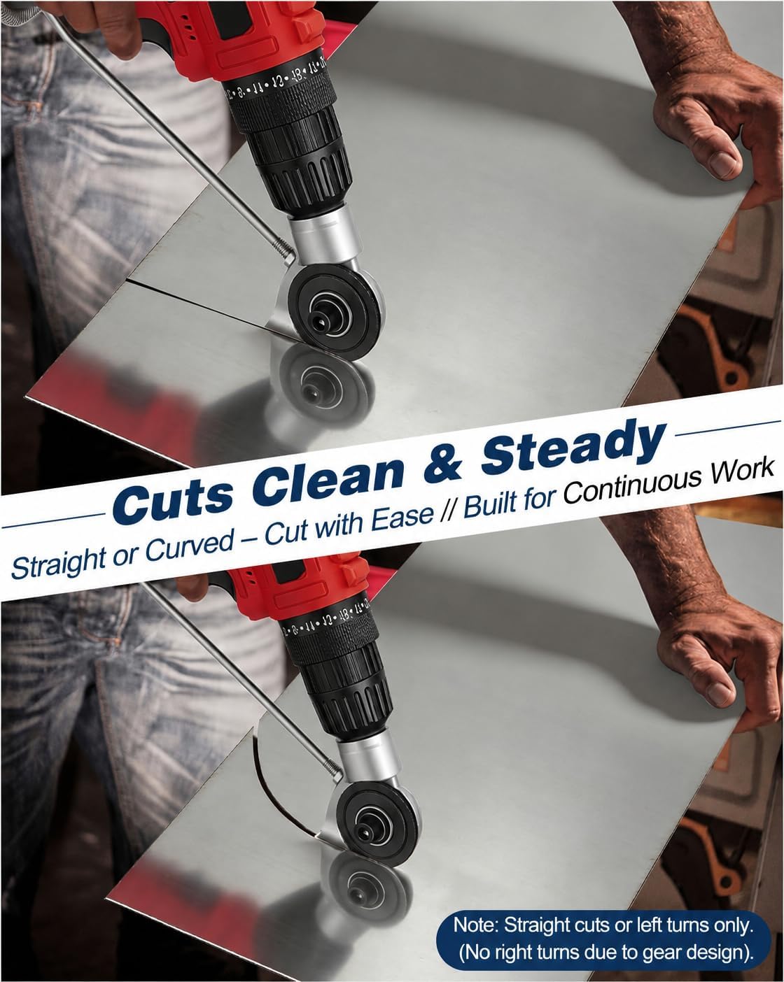 Upgraded Sheet Metal Cutter Drill Attachment with Stabilizer Handle, Heavy Duty Metal Nibbler Tool for Iron, Steel, Copper, Aluminum & Stainless Steel, Fit Handheld & Impact Drills
