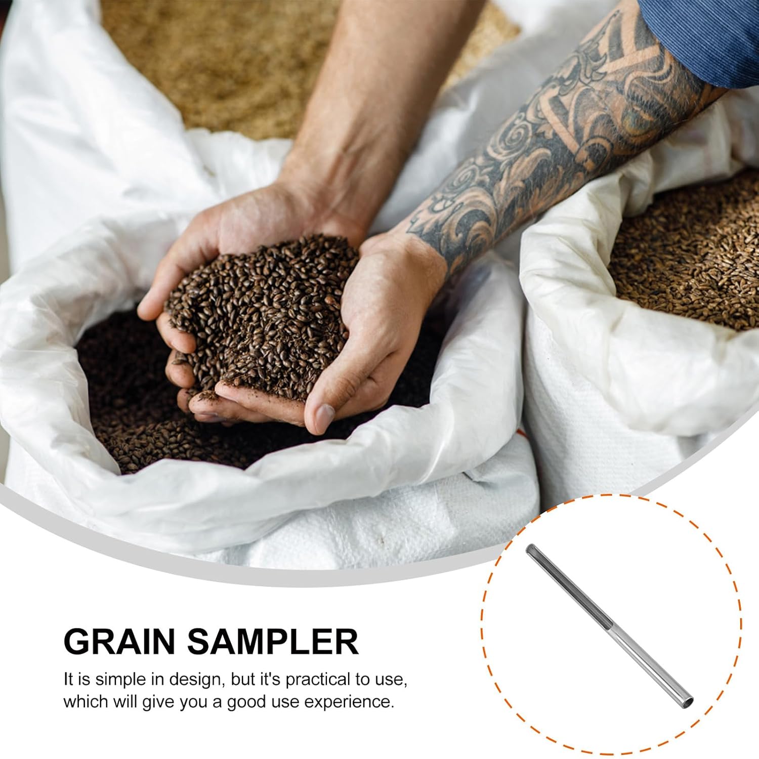 Powder Sampler Probe Soil Core Sampler Stainless Soil Probe Cereal Grain Sampling Tool Corn Seed Cereal Collector for Garden Orchard Lawn Field Test