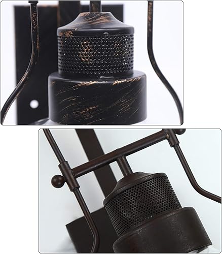 Miniatura 7 de Apliques de pared de granja, lámpara de pared industrial rústica para porche con pantalla de vidrio transparente, lámpara de pared retro exterior