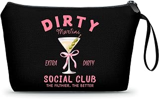 KONSOM Dirty Martini Gift Cocktail Funny Unique Birthday Drink Accessories for Women Female Coworker Friend Sister Bartender Mixologist Alcohol Lover Small Makeup Cosmetic Bag Christmas