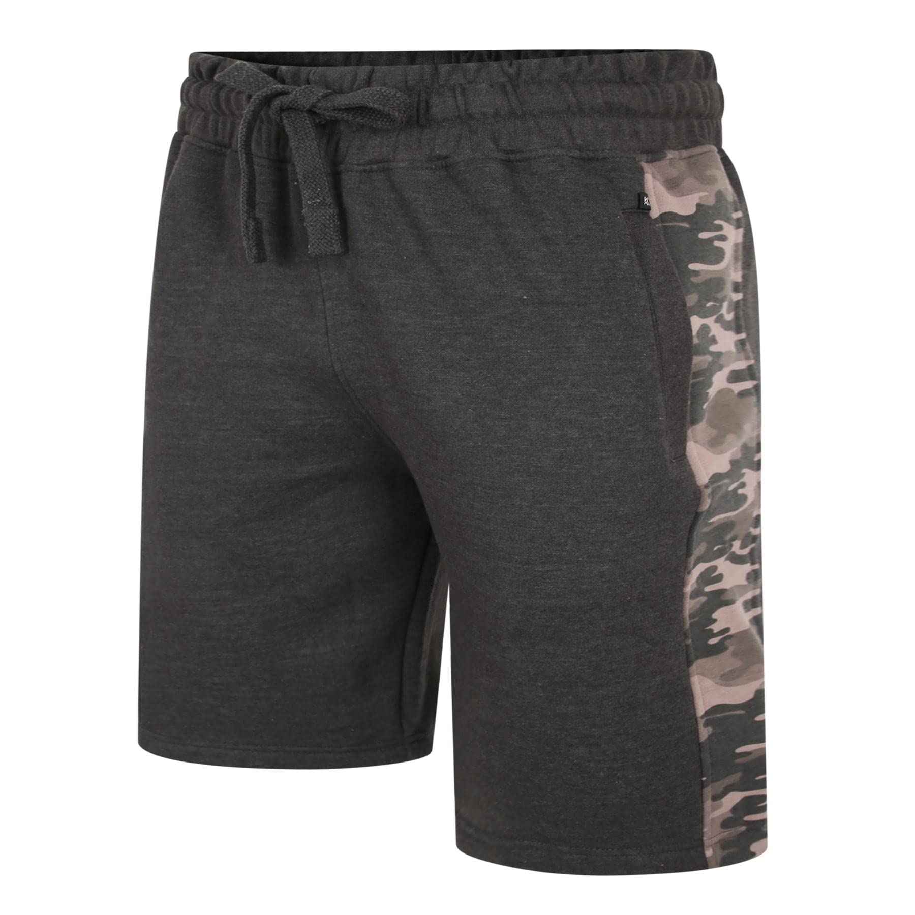 Kam Mens Jersey Camo Panelling Jog Shorts - Grey - 6XL
