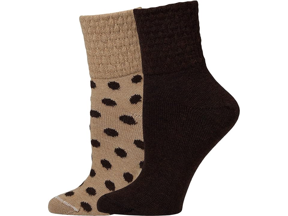 Hue Quilted Top Boot Socks 2Pack (Sandstone) Women's Crew Cut Socks