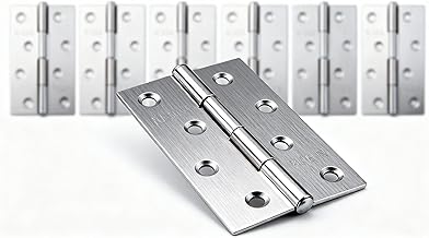 Heavy Duty Stainless Steel Butt Hinges 87x52mm - 10 Pack, Rustproof Brushed Steel, Silent Hinges for Shed/Gate/Cabinet/Interior & Exterior Door