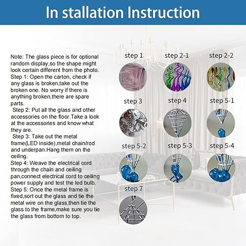 Miniatura 7 de Candelabros contemporáneos, lámpara de araña de cristal de Murano, luces colgantes LED para escalera, vestíbulo de hotel, 28 pulgadas de diámetro