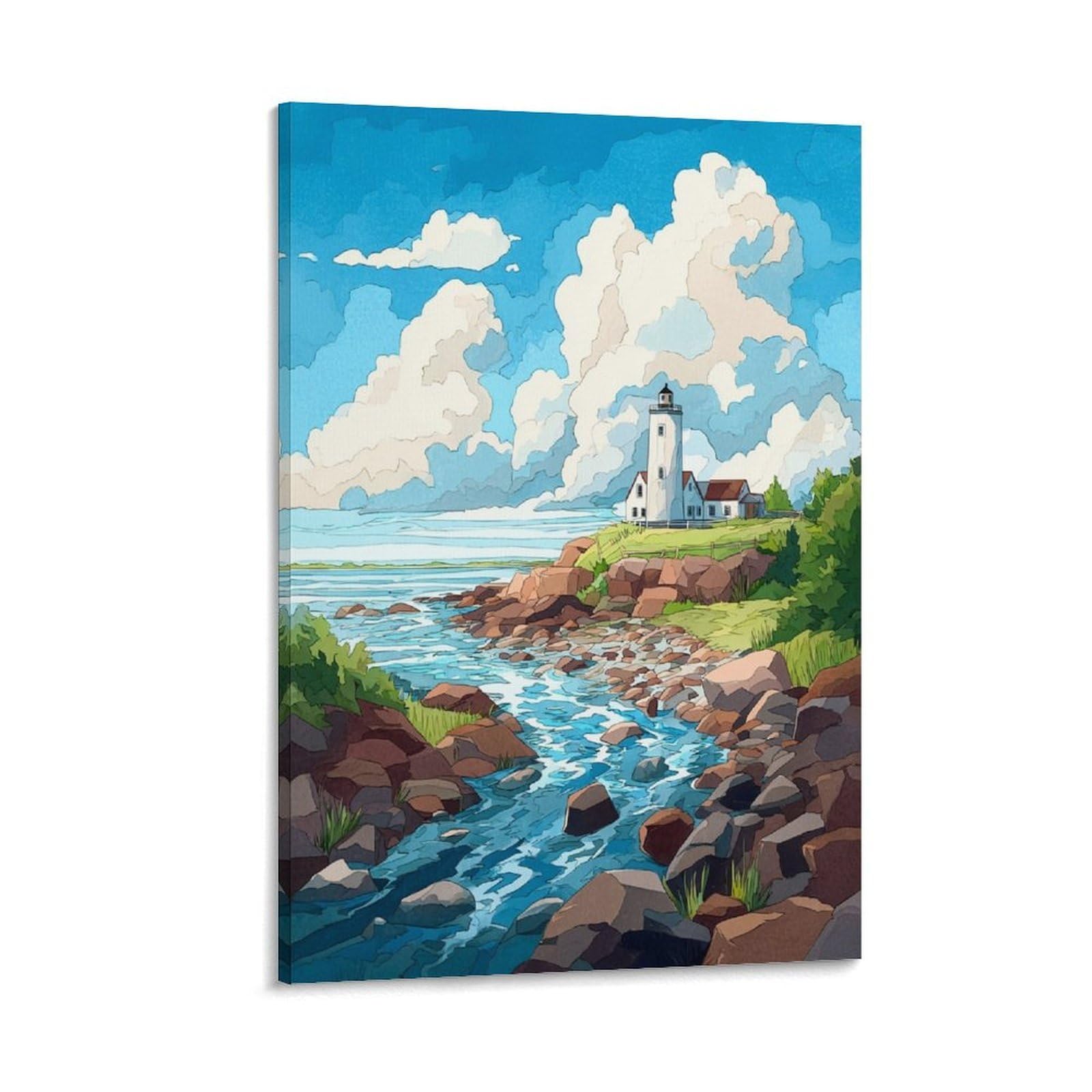 CTZIKWW Isle of Tiree Scotland 20x30inch(50x75cm) Vintage Watercolor Canvas Wall Art