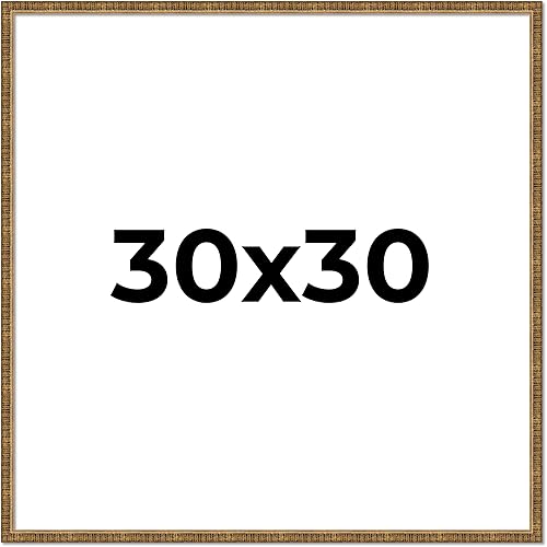 Marco Kingsley dorado de 30 x 30 pulgadas, marco de madera maciza envejecida, ancho de 0.75 pulgadas, profundidad del marco interior de 0.5