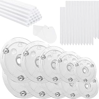 86Pcs Cake Tier Stacking Kit - 10Pcs Clear Separator Plates (4, 6, 8, 10, 12 Inch) with 40 Support Rods, 30 Plastic Cake Dowel Set & 3 Scrapers for 4 to 12'' Cakes
