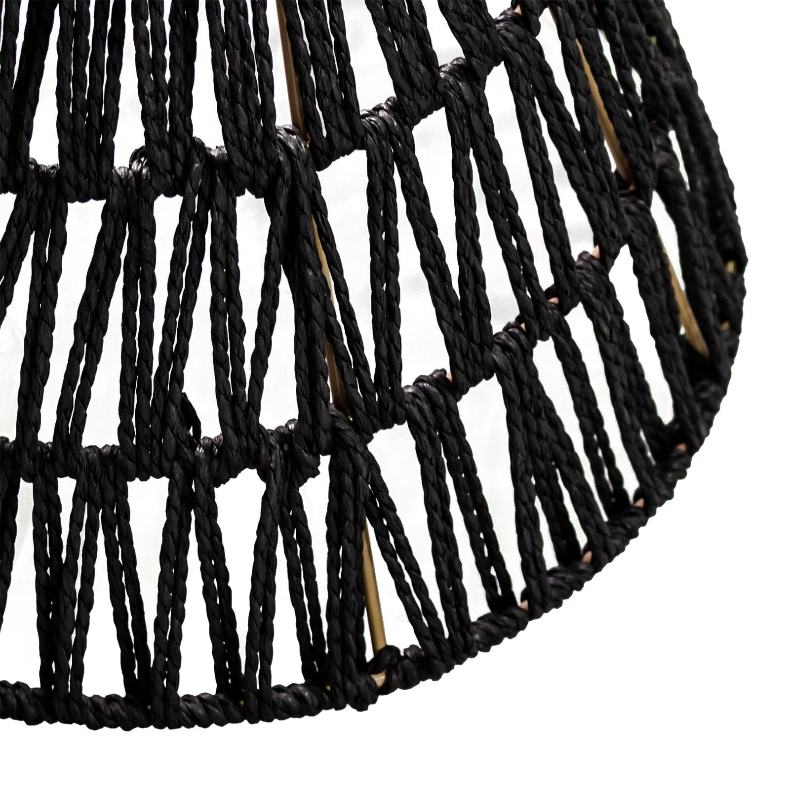 Paralume in stile bohémien, in rattan, lampadario da parete, in vimini, paralume da tavolo/scrivania (nero, 2 pezzi, diametro 30 cm x altezza 17 cm)