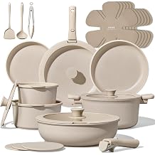 CAROTE 27pcs Pots and Pans Set Non Stick, Detachable Handle Cookware Sets