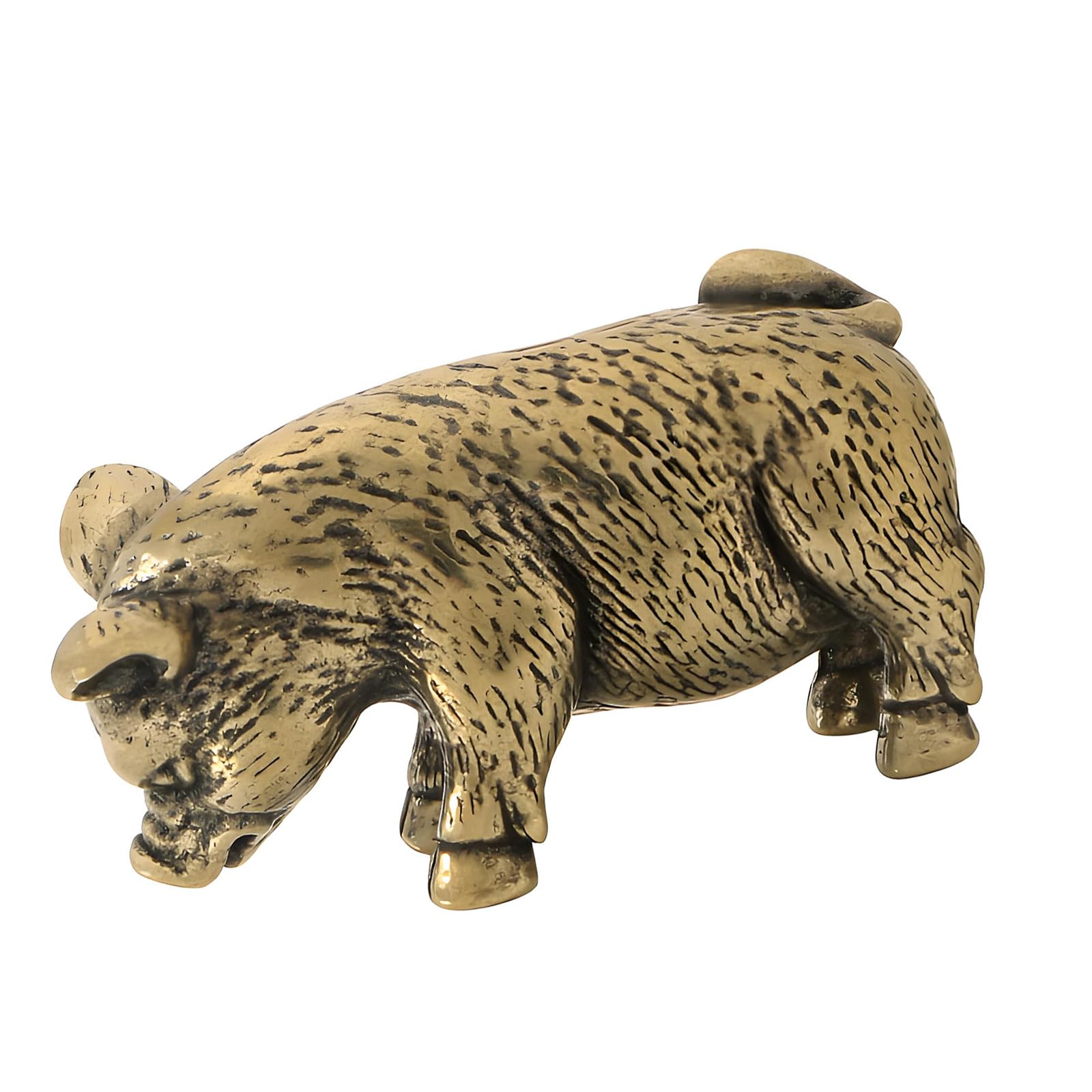 PANGBOER Antiqued Brass Pigs Miniature Figurine Home Decors Ornament with Detailed Carving for Living Room Tabletop Display Little Pigs Sculpture