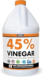 Chromex 45% Ultra Concentrated Vinegar - Dilutes to 9 Gallons - 9x Strength Multi-Purpose Cleaning, Deodorizing, Laundry, Gardening, Descaling, and Drain Cleaning Solution - 1 Gallon