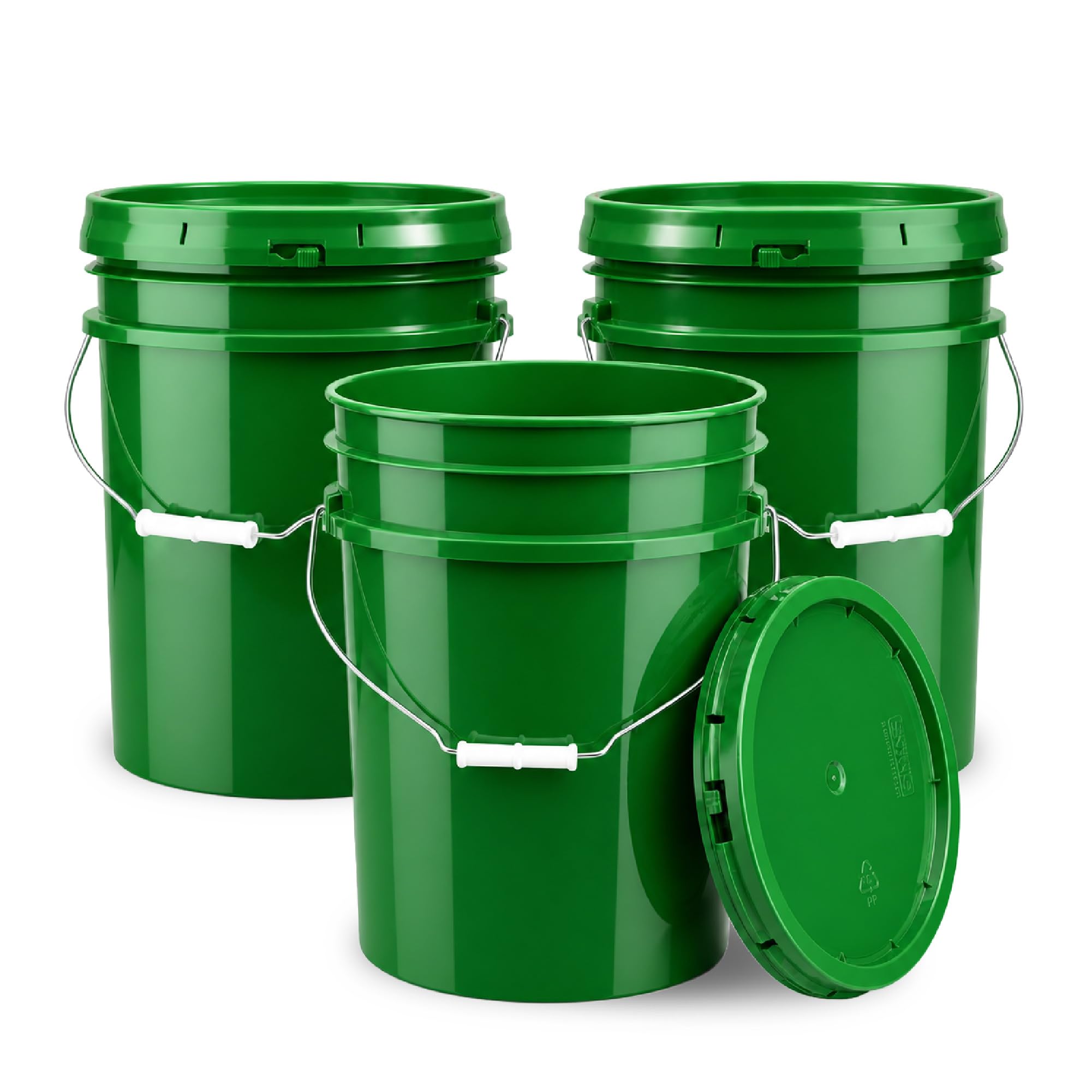 ePackageSupply 5 Gallon Bucket - Food Grade w/Lid BPA-Free, 3 Pack - Green