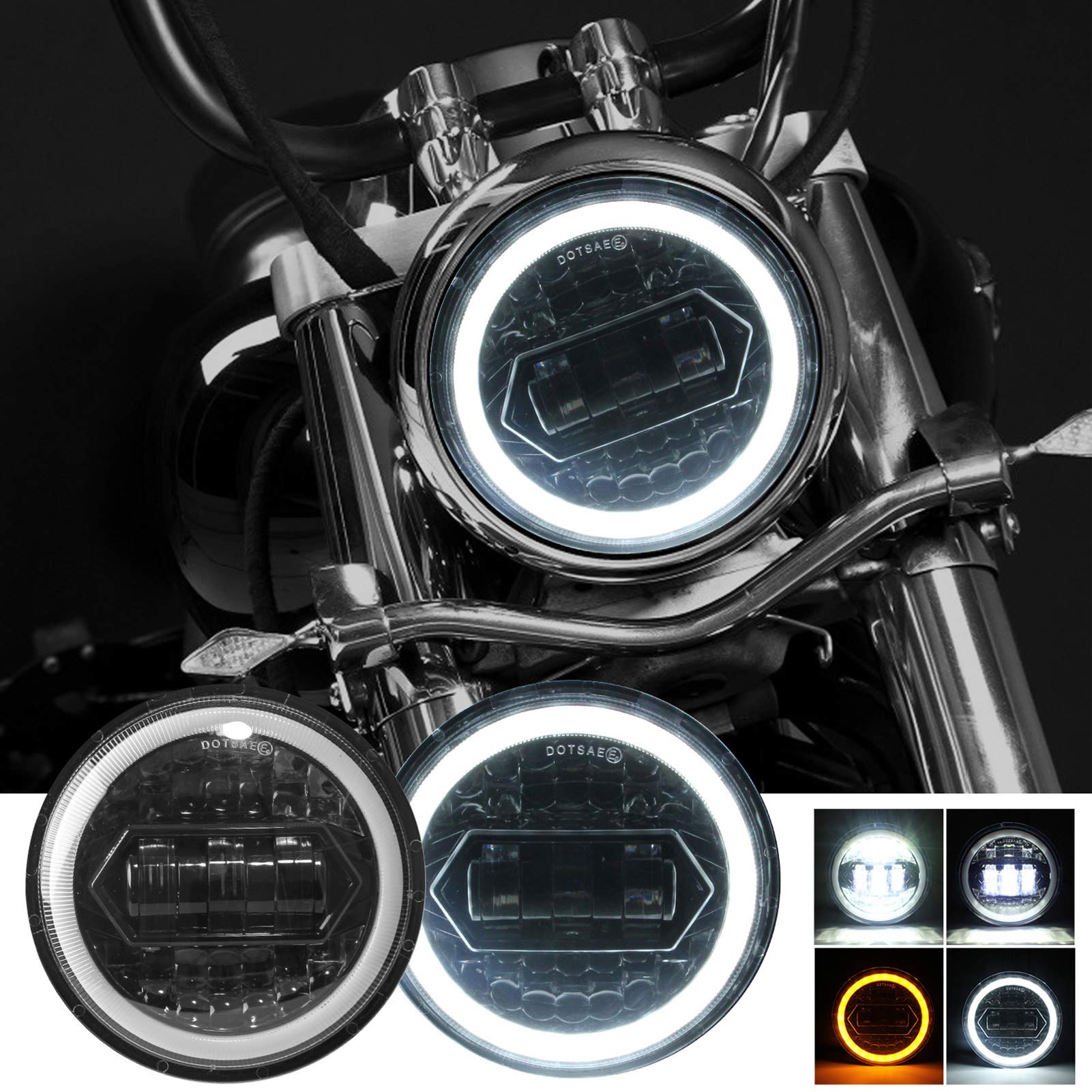 Faro LED Moto 5,75 Pollici Goolsky – 6000K 20000LM, Con Corona Luminosa, IP67, DRL, Frecce E Abbagliante No-flicker