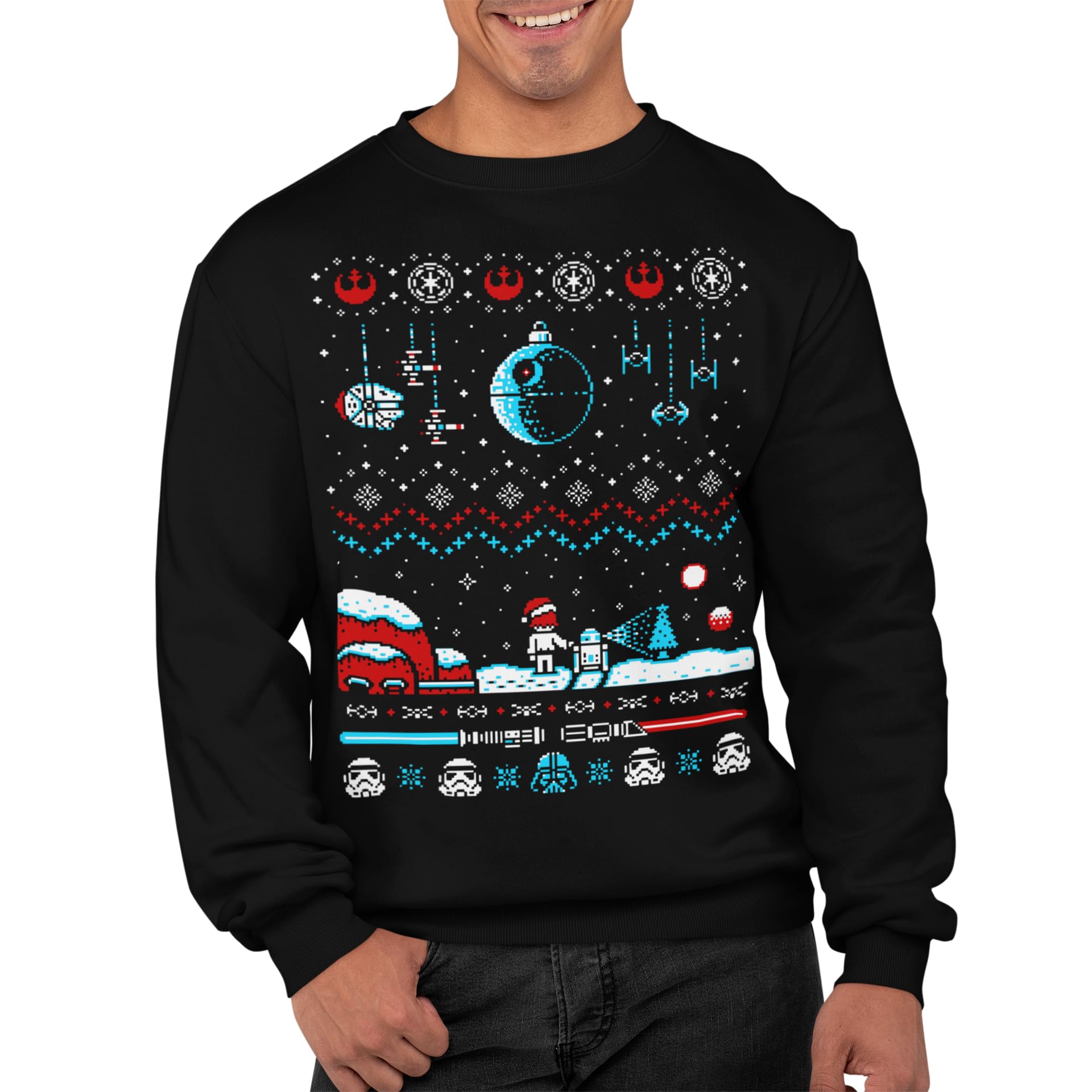 Graphic Impact Unisex Black Inspired Galaxy War Spray At-At Christmas Jumper Ugly Sweater Festive Xmas Sweater Top (Xlarge, )