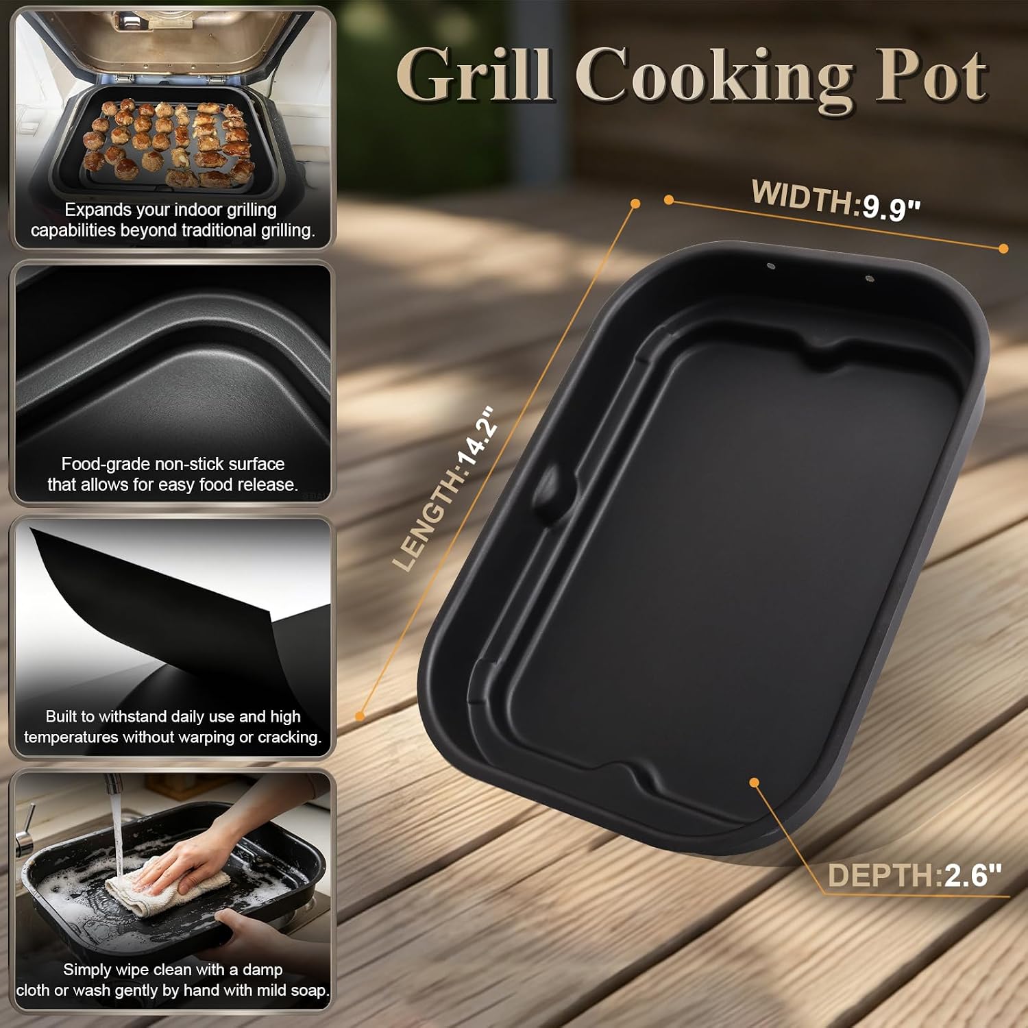 Cooking Pot & Combo Crisper Basket Replacement for Ninja Foodi FG551/DG551/DG651 Smart XL Indoor Grill, Non-Stick Grill Basket, Griddle Pan w/Stainless Steel Air Fryer Rack for Ninja Foodi Accessories image 2