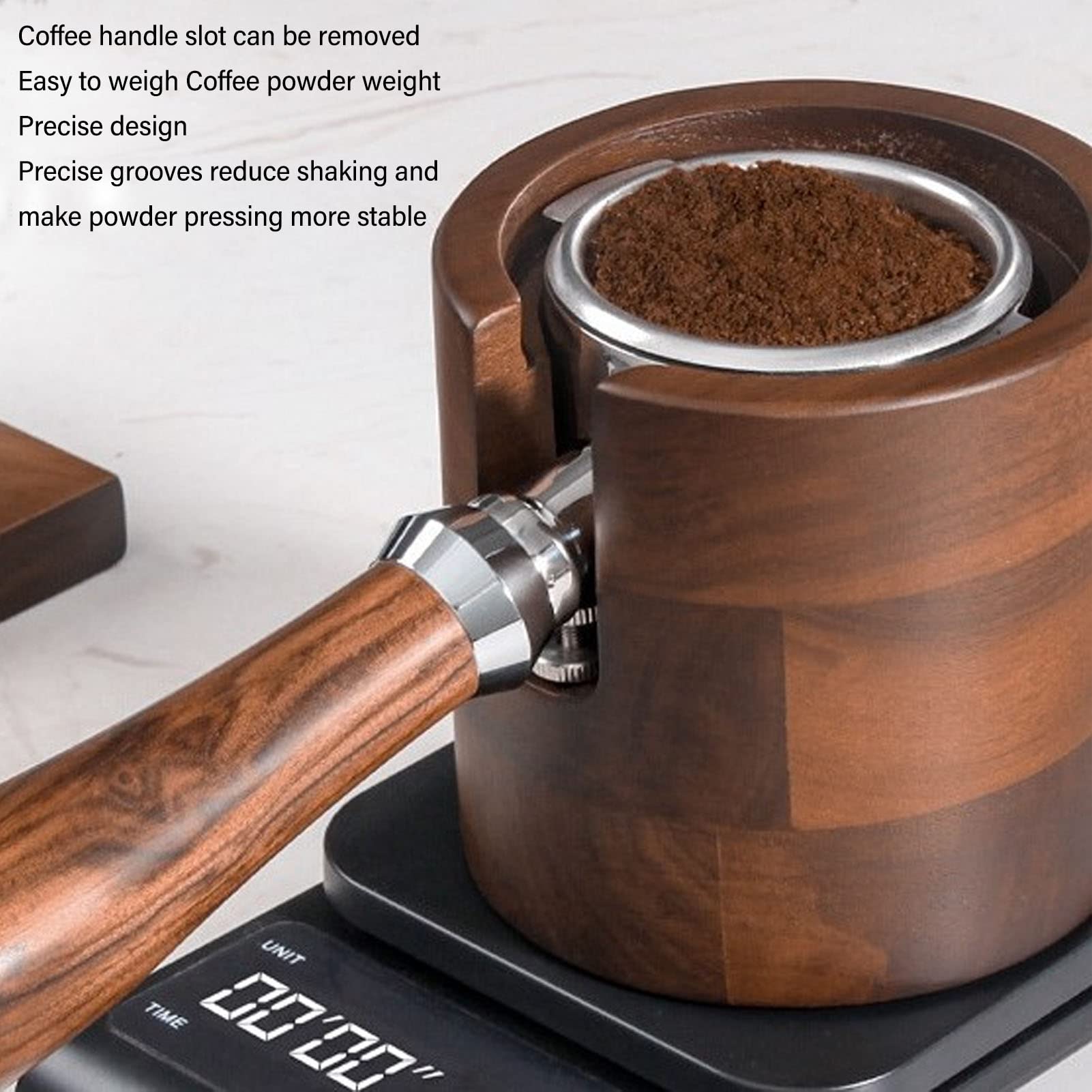Knock Box, Estación de Apisonamiento de Madera para Café, Almacenamiento de Tapetes, Tamper de 51 mm a 54 mm para Cafés, Restaurantes, Cocinas, Panaderías