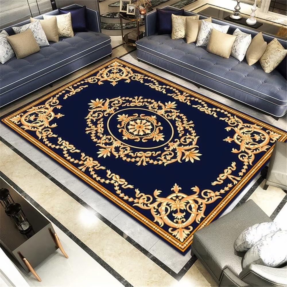Tapis de sol marron floral pour un salon vintage élégant de 100x160cm