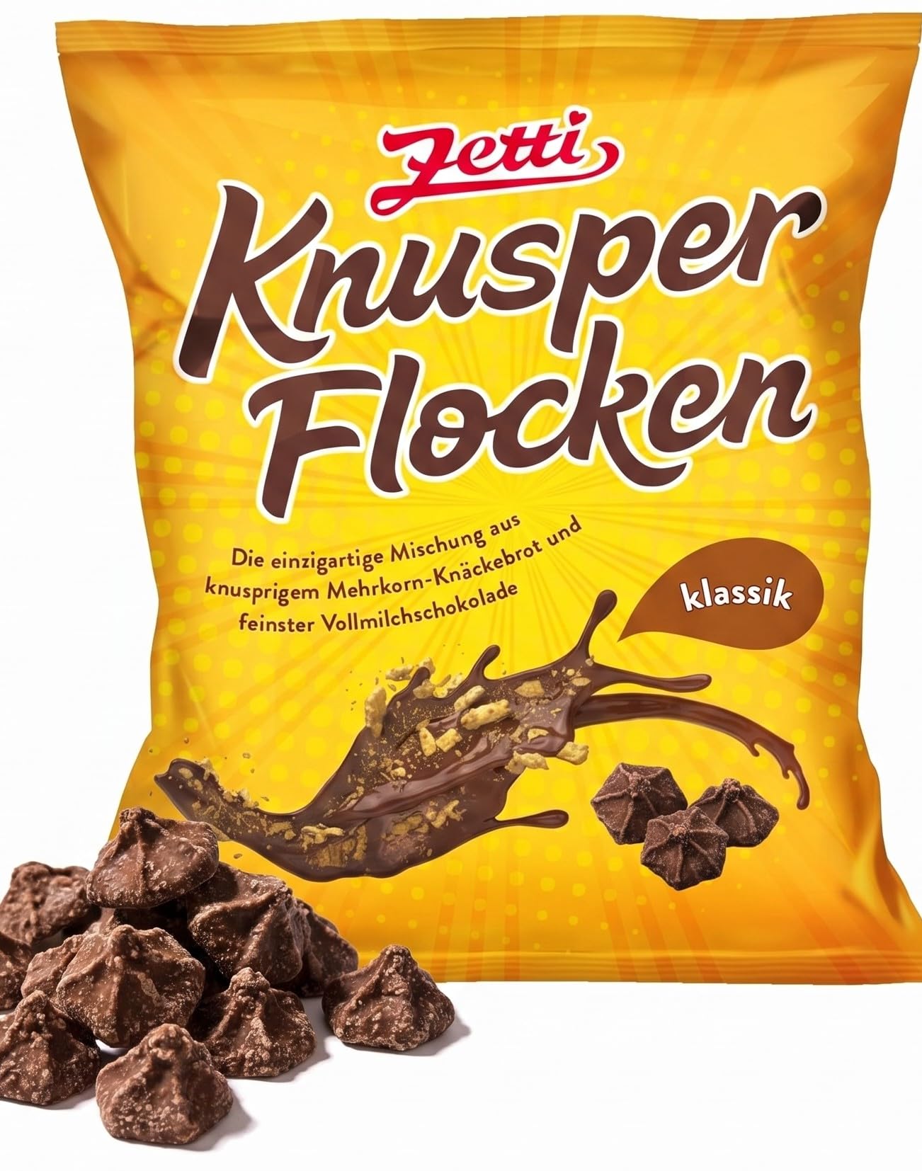 Zetti 24x Knusperflocken 130g – Zarte Vollmilchschokolade mit knusprigen Cornflakes & originalem Geschmack – Nostalgischer Schokosnack