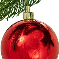 Vista 3 de Adornos de bolas de Navidad de plástico rojo brillante, decoraciones colgantes irrompibles para interior/exterior (70 mm)