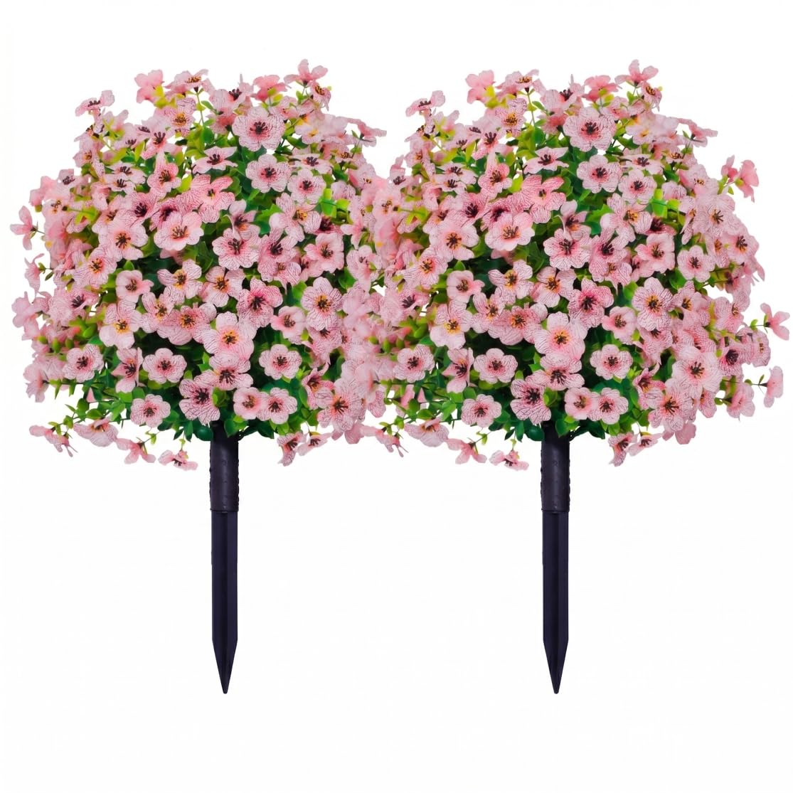 Arbres topiaires en buis 60 cm artificiels avec piquets de sol pour jardin lot de 2