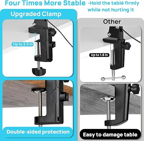 Miniatura 4 de Lámpara de escritorio con lupa LED con soporte, 3 modos de color y lente de vidrio de 5 dioptrías con atenuación continua, brazo giratorio