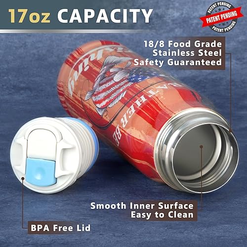 Vista 62 de Vaso de acero inoxidable de 17 onzas para hombres, él, marido, papá, taza de café con forma única para hombre, pesca, caza, camping, Navidad