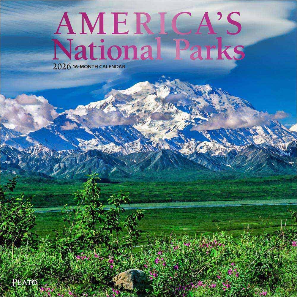 America's National Parks | 2026 12 x 24 Inch (Hanging) Monthly Square Wall Calendar | Foil Stamped Cover | Plato | Yosemite Yellowstone