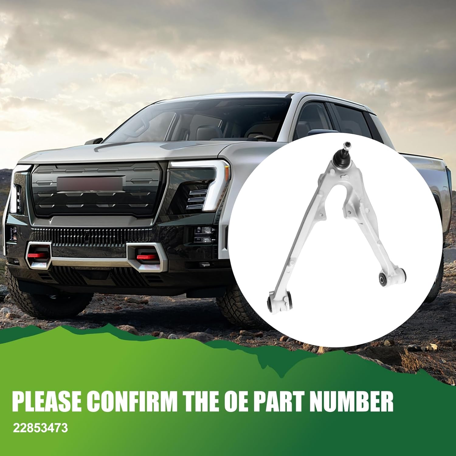 Left Front Lower Control Arm with Ball Joints Set for 2015-2016 Escalade, 2014-2016 Silverado 1500, 2014-2016 Sierra 1500, Yukon, Yukon XL, Control Arm Replacement: 22853473