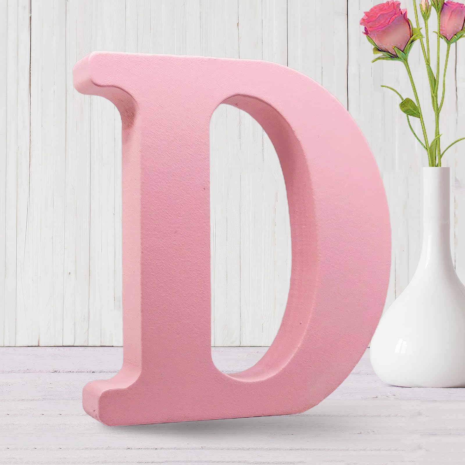 Aocean 6 Inch Pink Wood Letters Unfinished Wooden Letters for Wall Decor Decorative Standing Letters Slices Sign Board for Crafts Christmas Decoration Home Party Projects (D) — image 1