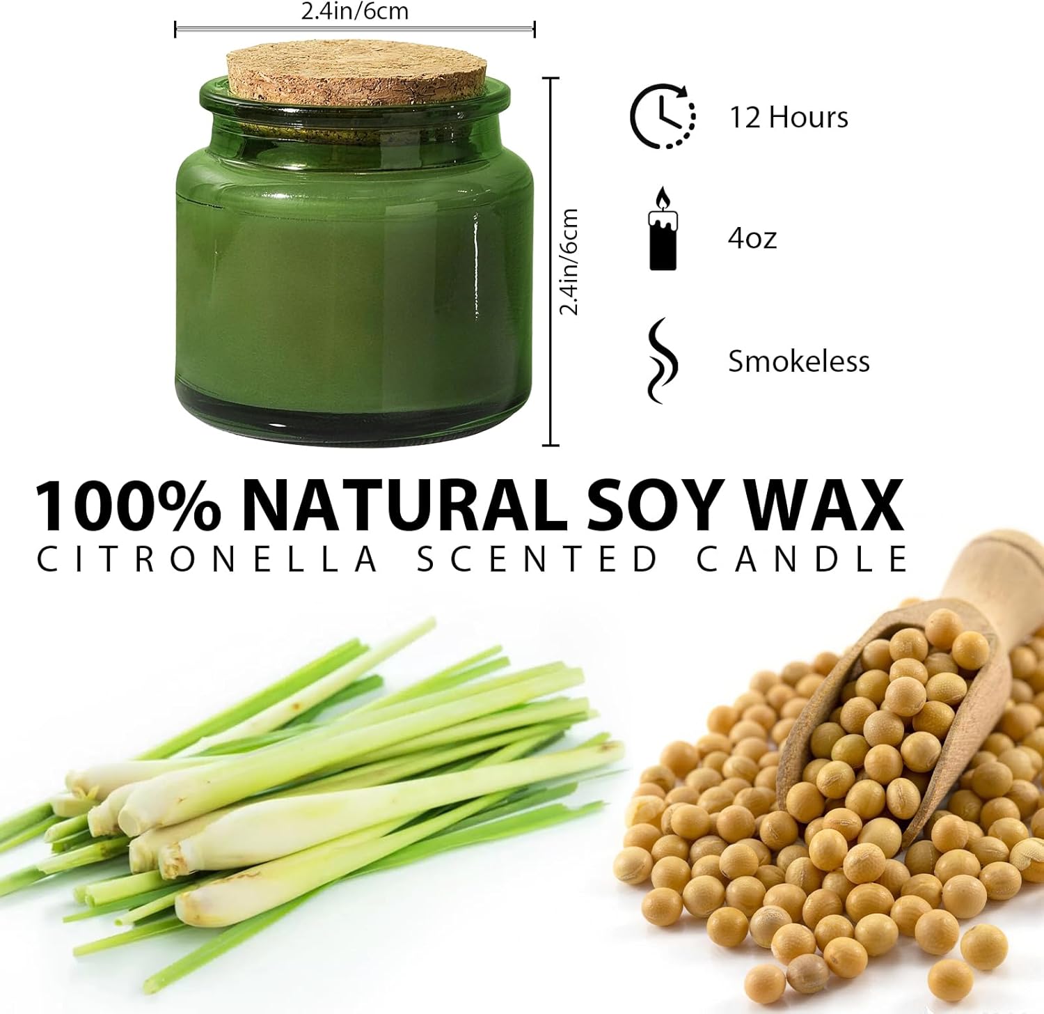 12-Pack 4oz Citronella Candles Outdoor in Reusable Tins– Long-Burning Ambiance Candles for Patio, Garden, Yard, Camping, Parties Outdoor Déco