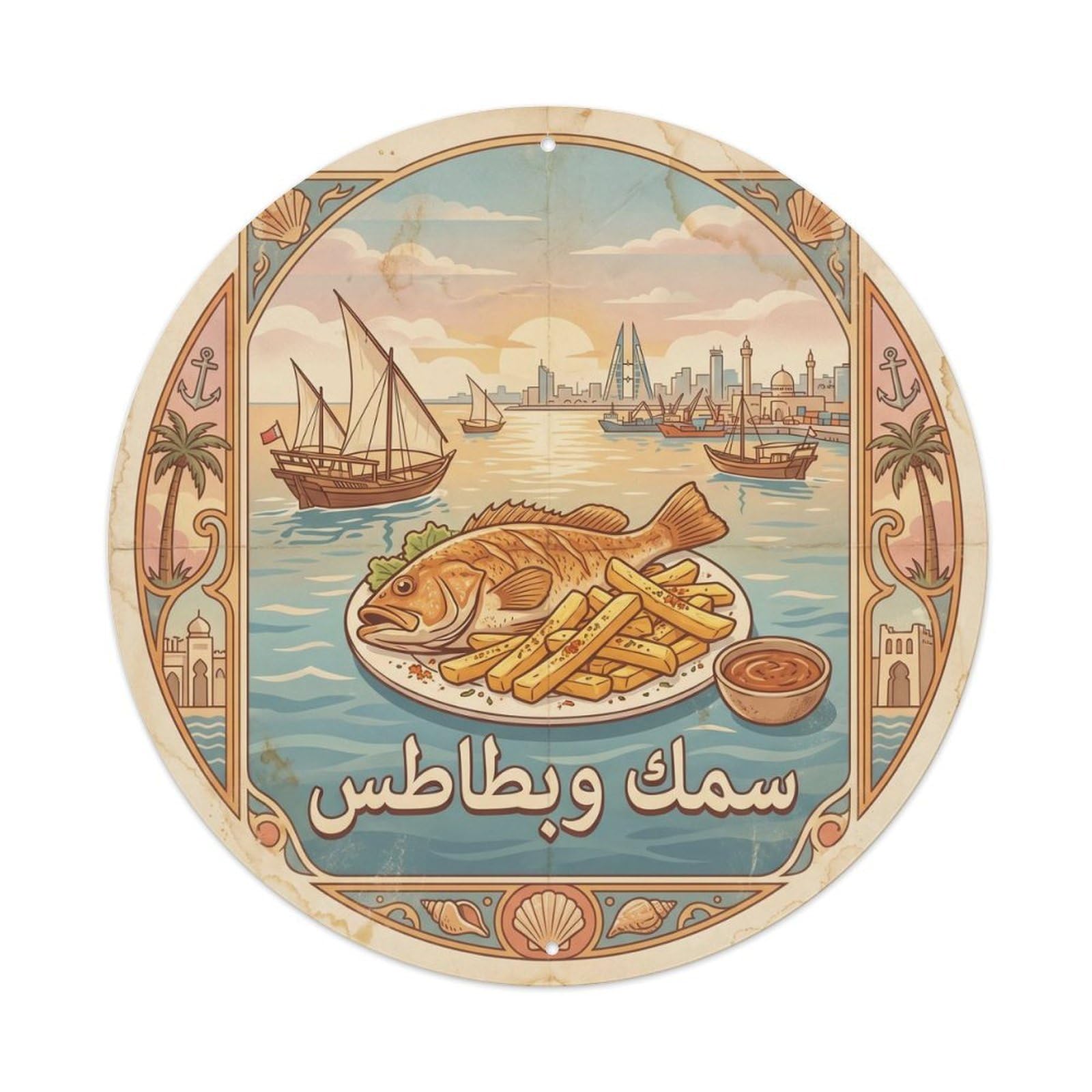 Regional Seafood Chips Takeaway Culture Food Travel Metal Tin Sign