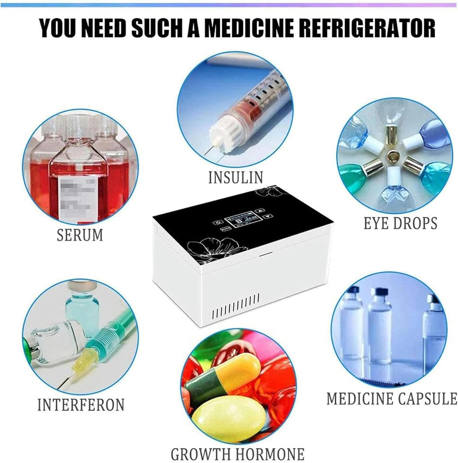Portable Medicine Refrigerated Box, Insulin Refrigerator, Refrigerated Box, Refrigerator Constant Temperature Medicine Container, Portable Travel Box