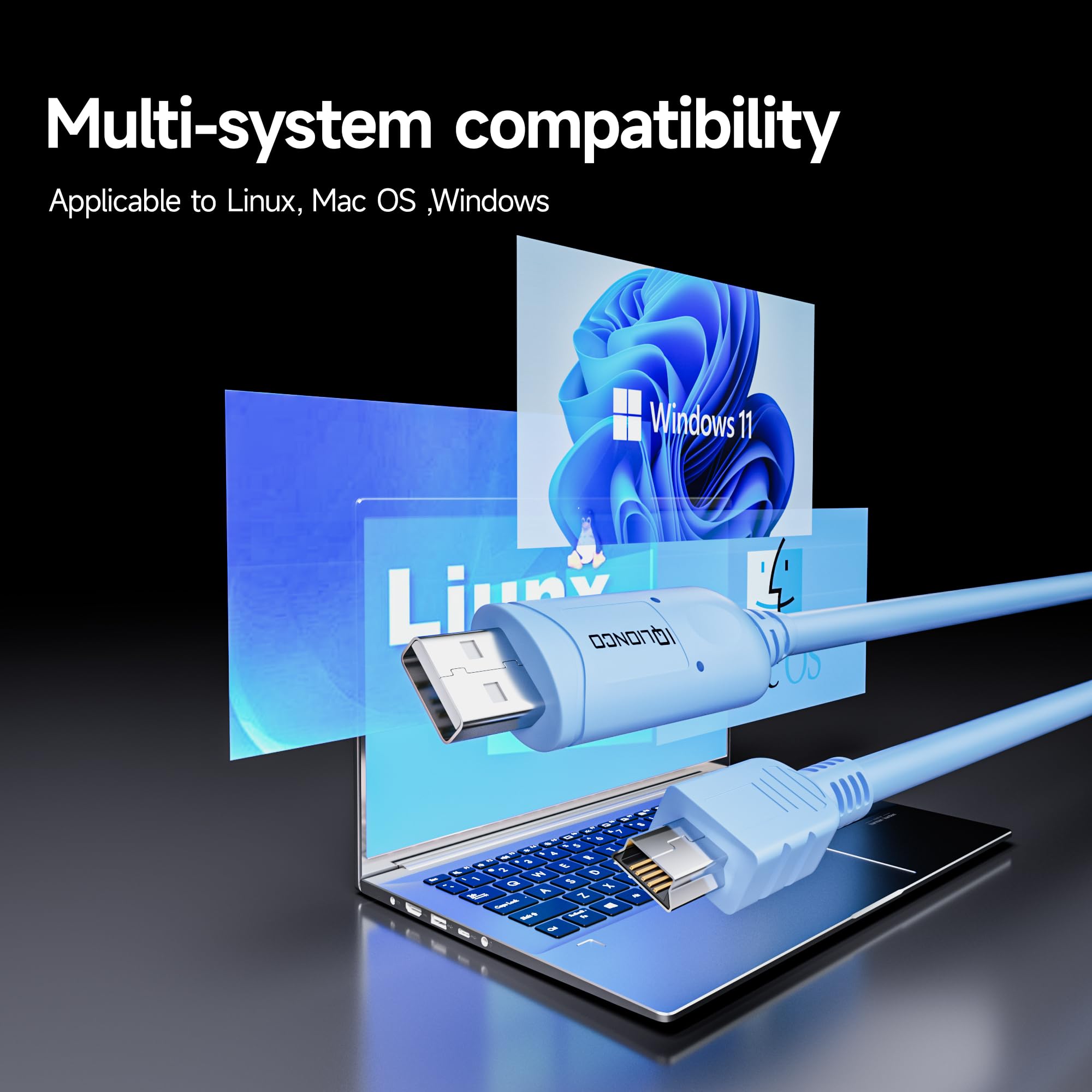 USB tipo A a USB tipo Mini B, cable de consola con chipset FT232 (azul, 6 pies)
