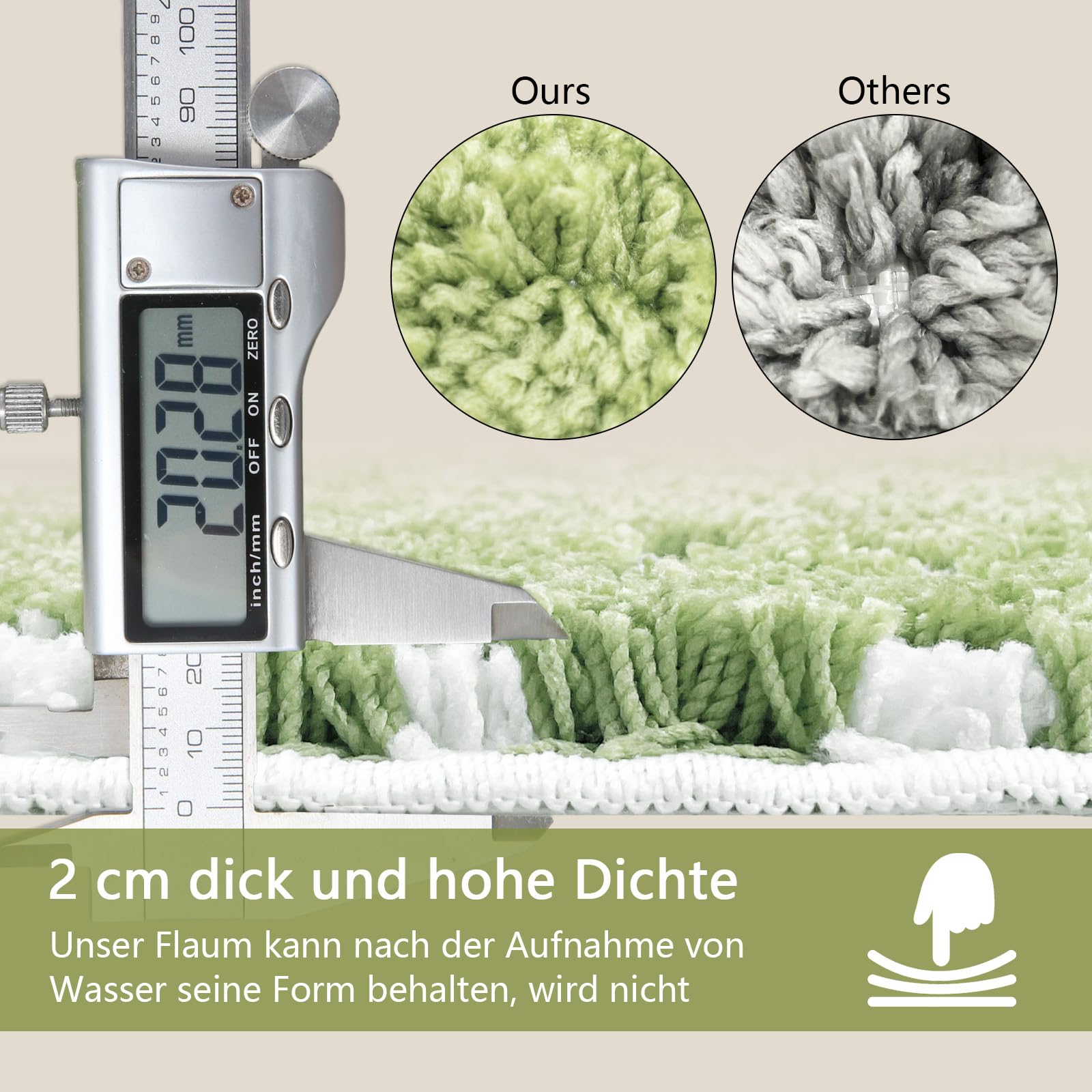 Homantic Sage Green Bathroom Mat - Small Non-Slip Bath Mat for Sink & Bathtub, Water Absorbent Leaf Green Decor 50 x 80cm - Image 2