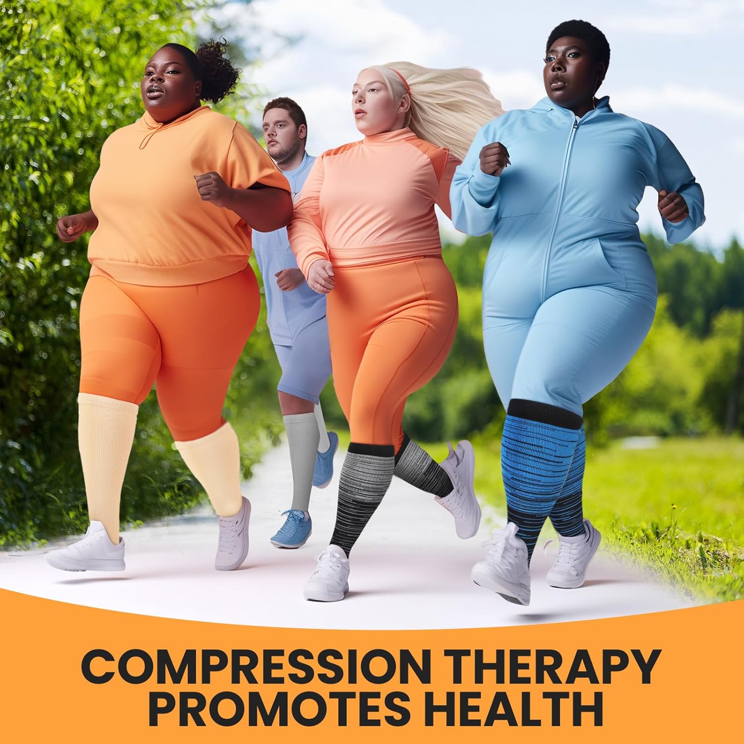 8 Pairs Plus Size Compression Socks for Women Men 20-30 Mmhg Wide Calf Extra Large Knee Support Socks for Nurse Running Circulation - Image 7