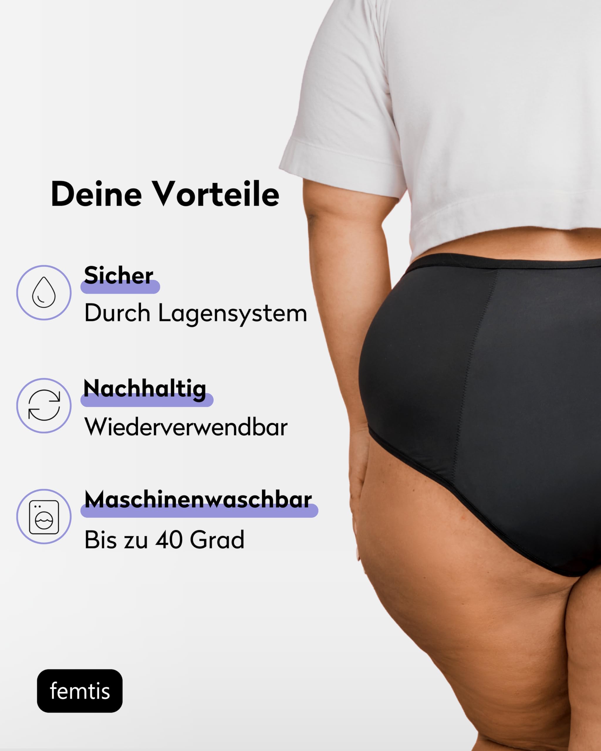 femtis Ropa interior menstrual Blix Boyshort | Calzoncillos higiénicos absorbentes para sangrado abundante | Ropa interior menstrual para mujeres y niñas | Alternativa a las compresas | XXS - 3XL